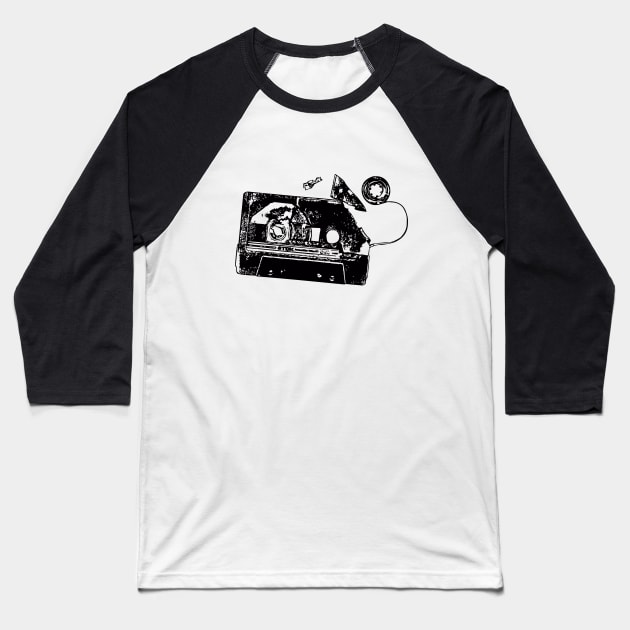 Broken Cassette Tape Baseball T-Shirt by chris@christinearnold.com